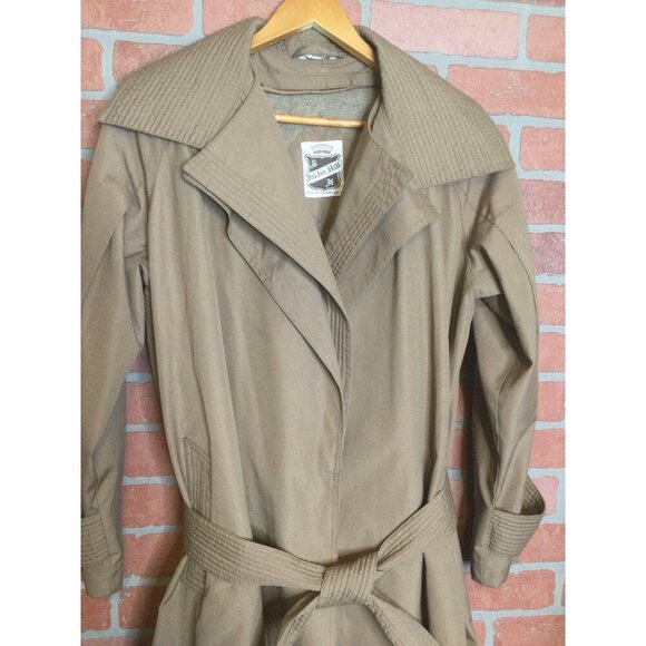 Vintage Saxton Hall Womens Trench Coat Size 10 Detachable Liner Belt Tan Neutral - Picture 2 of 14